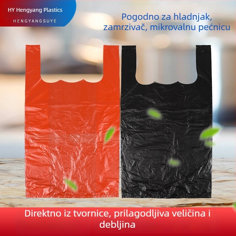 Kućne deblje vreće za smeće s ručkama, u stilu prsluka, crne plastične vrećice, biološki razgradive, ekonomsko pakiranje