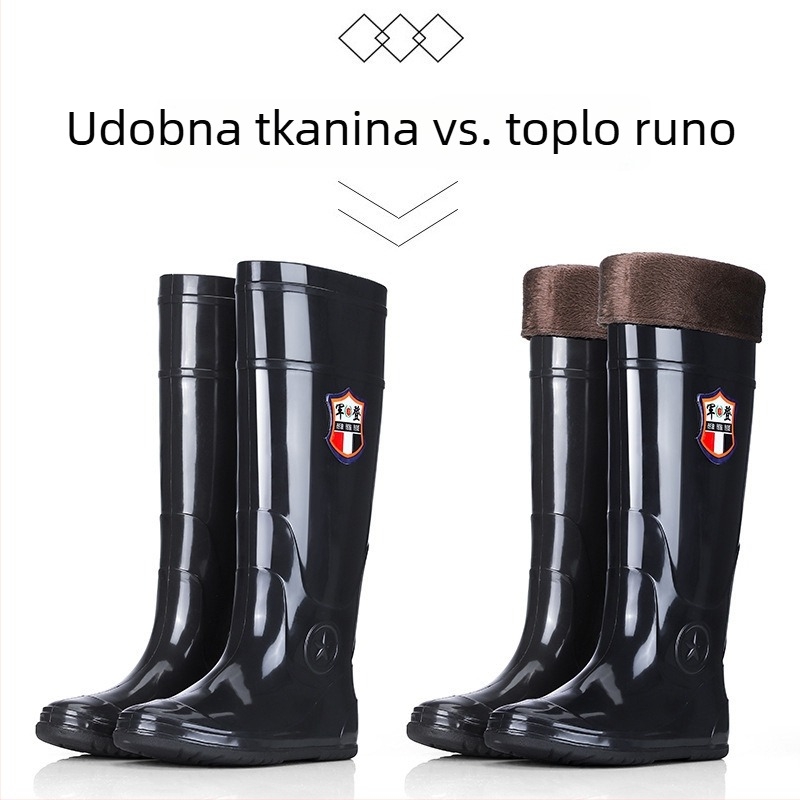 Crne PVC visoke čizme za kišu za rižna polja, otporne na habanje, vodootporne i protuklizne, unisex