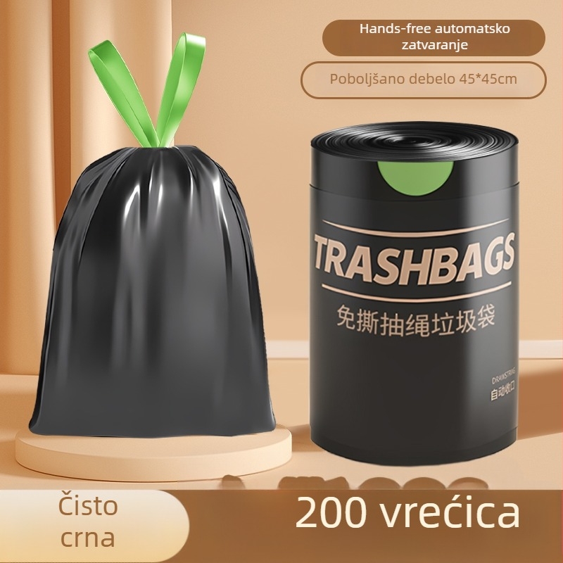 Kućne vrećice za otpad s vrpcom, debeli, velike veličine, otporne na kidanje, plastične, praktično pakiranje