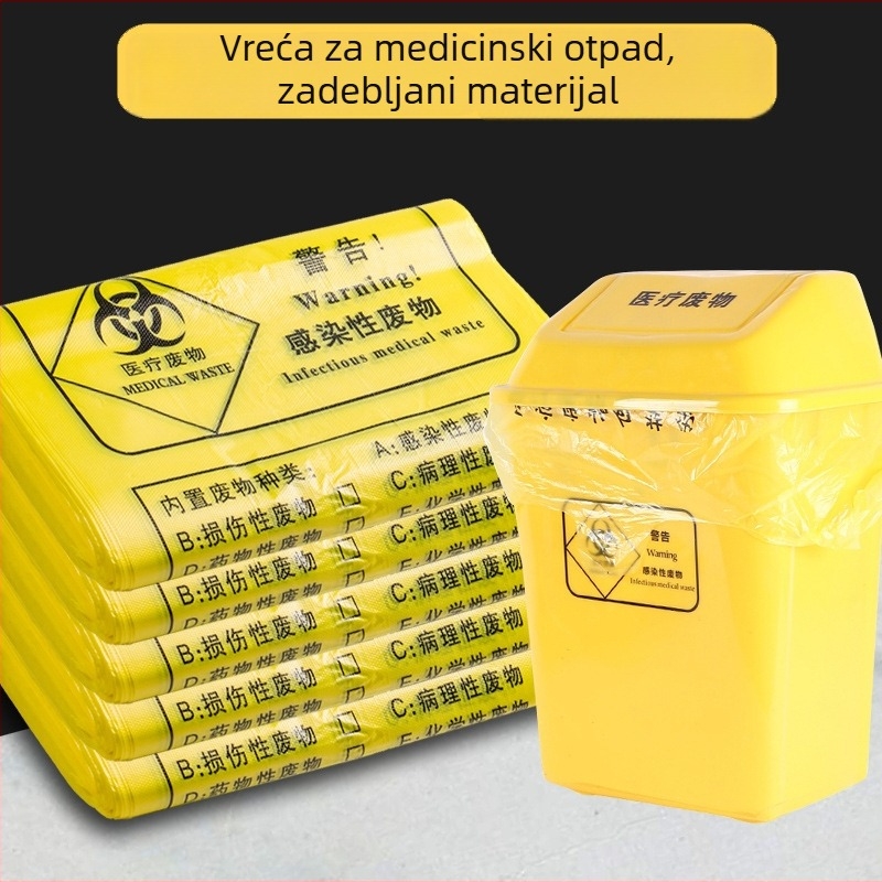 Torbe za medicinski otpad za bolnice i kliničke ustanove, Velike veličine, Ravni otvor, Čvrste plastične vrećice, Jednokratne, Na veliko