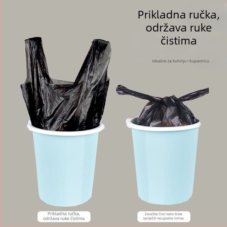 Yujing Debele vrećice za smeće s ručkama, crne, u stilu prsluka, male, jednokratne, kućna upotreba