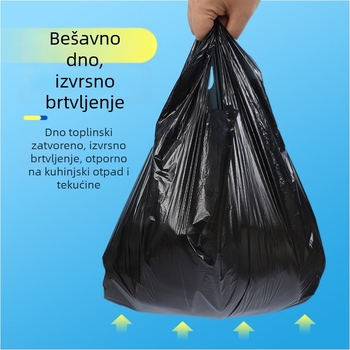 Jednokratne crne vreće za otpad u stilu prsluka, 32×52 cm, za hotele, kućnu i uredsku upotrebu
