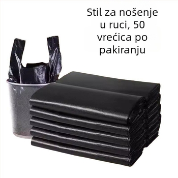 Vreća za otpad u stilu prsluka, izdržljiva, srednje veličine, crna, plastična vrećica za kuhinjsko skladištenje