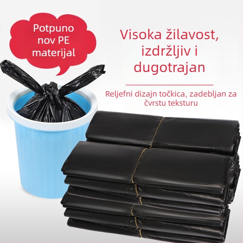Prijenosne crne vreće za smeće u stilu prsluka, jednokratne, izdržljive i pristupačne