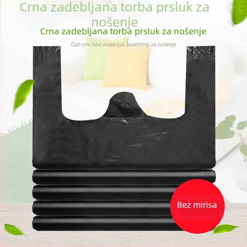 Prijenosne crne vreće za smeće u stilu prsluka, jednokratne, izdržljive i pristupačne
