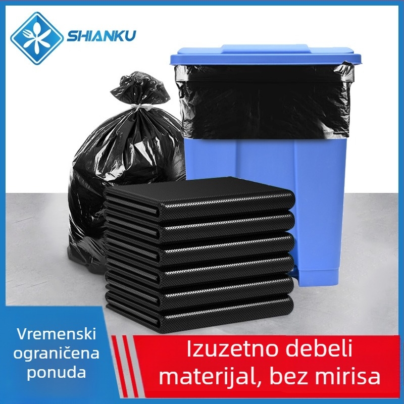 Velike debele crne vreće za smeće, za kuhinju i kućnu upotrebu, plastične vrećice s ravnim otvorom, 60 cm