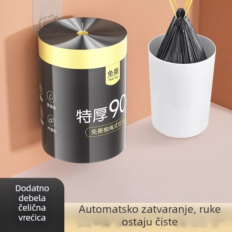 Vreće za smeće sa vrpcom, crne, debele, velike, za dom, dom učenika i ured, prijenosne