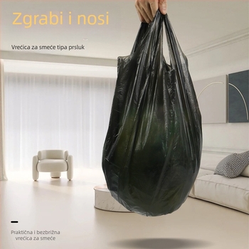 Crne jednokratne vreće za smeće u stilu veste, debeli, za kućnu upotrebu, perforirane, prilagodljive