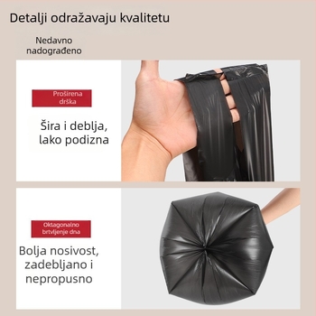 Crne vrećice za smeće u stilu prsluka, jednokratne, za kućnu i uredsku upotrebu, deblje, s ručicama, izdržljive i prilagodljive.