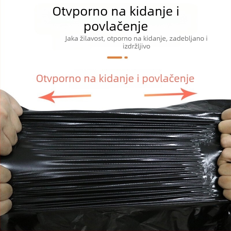 Jiecheng velike vreće za otpad za hotele i poslovne objekte, dimenzije 70×80 cm, 50 kom, dvostrane, ojačane, s plosnim otvorom, PE materijal