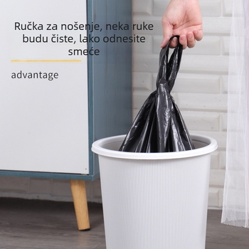 Debljane vreće za smeće s ručkama, srednje i velike veličine, plastične vreće za kuhinju, kućnu i komercijalnu upotrebu, od novog materijala, ekstra debeli