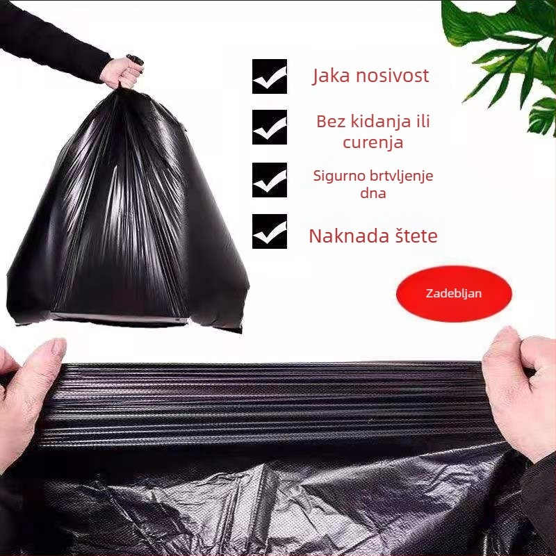 Vreća za otpad u stilu veste, kućna upotreba, prijenosna, srednje–velika, crne, debeli plastični vrećice za kuhinju i kupaonicu, jednokratne