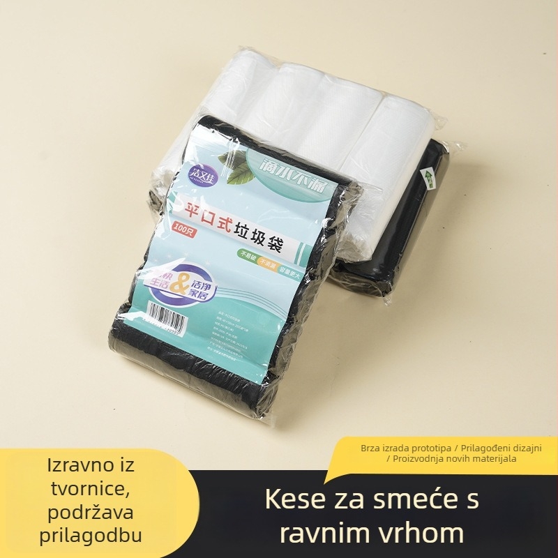 Jednokratne crne PE plastične vrećice za otpad za kuhinju i dom, rolo vrećice s vestnim stilom za ručnu upotrebu, za skladištenje