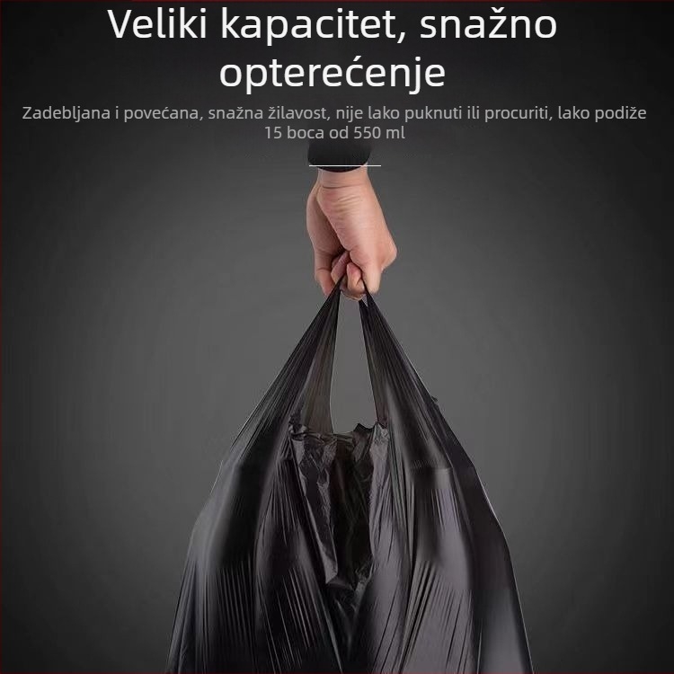 Domaće velike debeli plastični vrećice za smeće, jednokratne, crne, prsluk-stil, za kuhinju i kupaonu