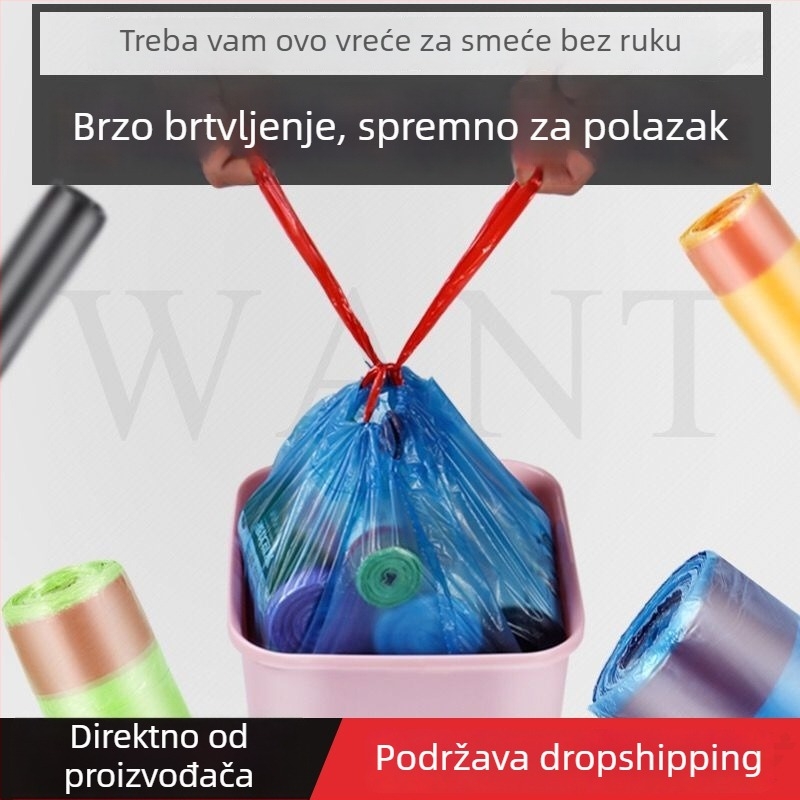 Vreće za smeće sa šnurnom zatvaračem, jednokratne, debele, za kućnu upotrebu, kuhinjski otpad
