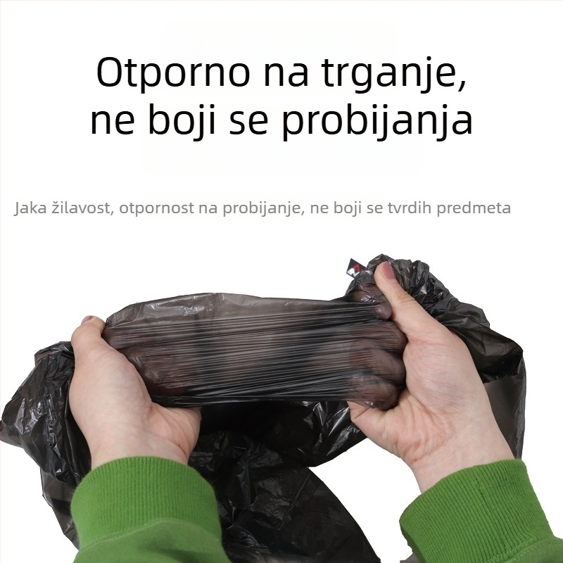 Crne vrećice za otpad s ručkama, ravni otvor, izdržljive