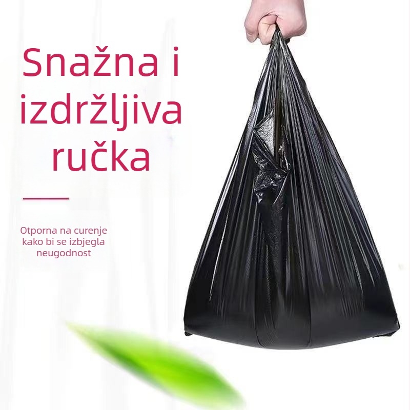 Vreće za otpad u stilu prsluka, debele, velike, crne, za kuhinju i kupaonicu, plastične vreće