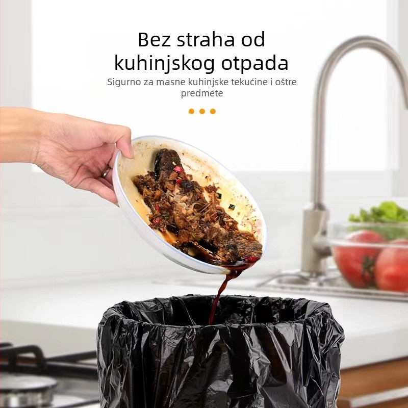 Vreće za otpad u stilu prsluka, debele, velike, crne, za kuhinju i kupaonicu, plastične vreće
