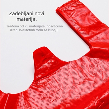 Učvršćena crvena HDPE plastična vrećica za kupovinu, odlaganje otpada i pakiranje povrća, torba u stilu prsluka