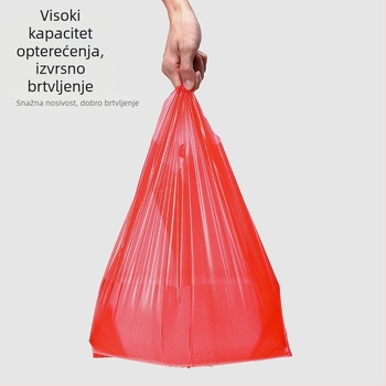 Učvršćena crvena HDPE plastična vrećica za kupovinu, odlaganje otpada i pakiranje povrća, torba u stilu prsluka
