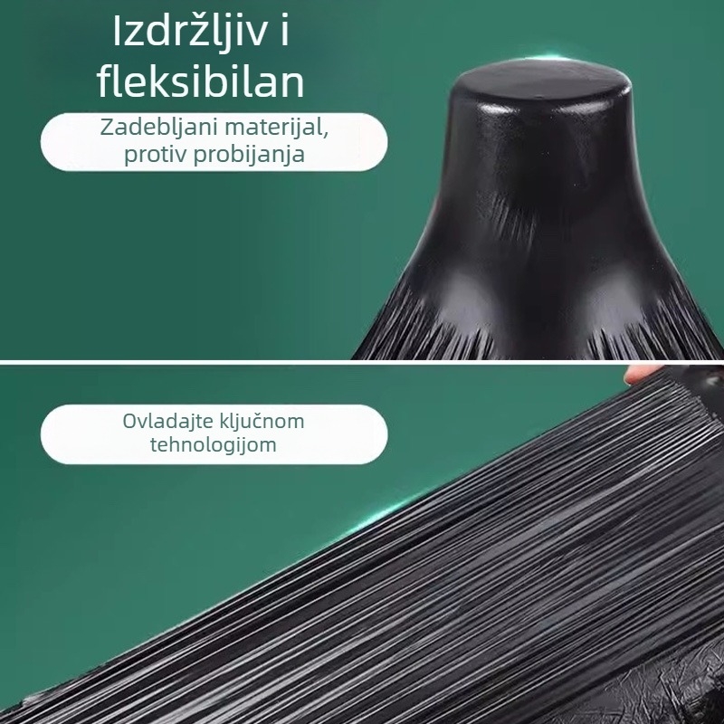 Kućne vreće za smeće s ručkama, debeli, crni, za dom i kuhinju, u rolni, paket od 100 kom