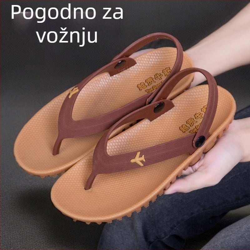 Muške ljetne sandale s stražnjim remenom, vietnamskog stila, gumene protivklizne za vožnju