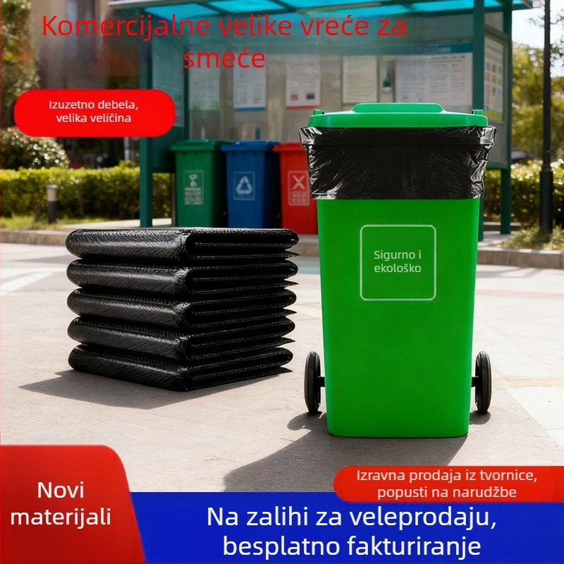 Velike komercijalne debele crne vreće za smeće za hotelsku higijenu i kuhinju
