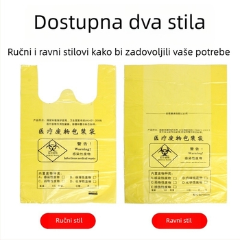 Žute vreće za medicinski otpad za klinike, velike i debele, u stilu veste, s ručkama, plastične vreće za bolničku upotrebu