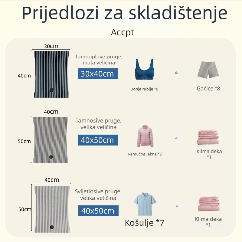 Zhen Ni debela vakuumska vrećica za kompresiju, ručno uvijena, bez pumpe, za putovanja, studentske domove i službena putovanja
