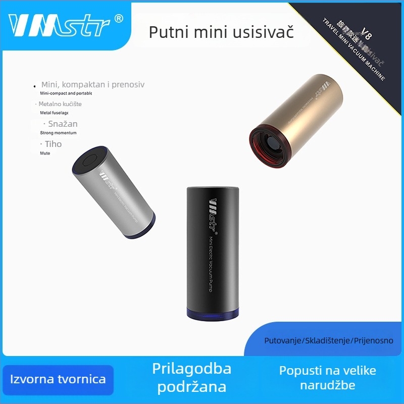 Vmstr Mini vakuumski uređaj V3 — Prenosni ručni vakuum za odjeću, pokrivače i skladištenje hrane