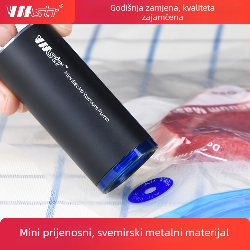 Vmstr Mini vakuumski uređaj V3 — Prenosni ručni vakuum za odjeću, pokrivače i skladištenje hrane