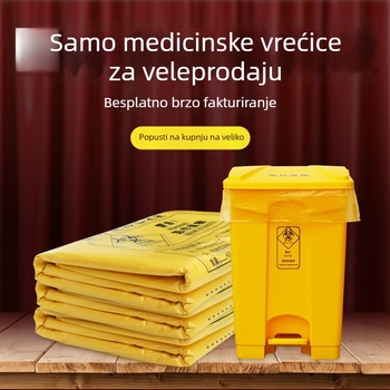 Žuta čvrsta vrećica za medicinski otpad, ravni otvor, tip prsluka, jednokratna, PE materijal, za bolnice