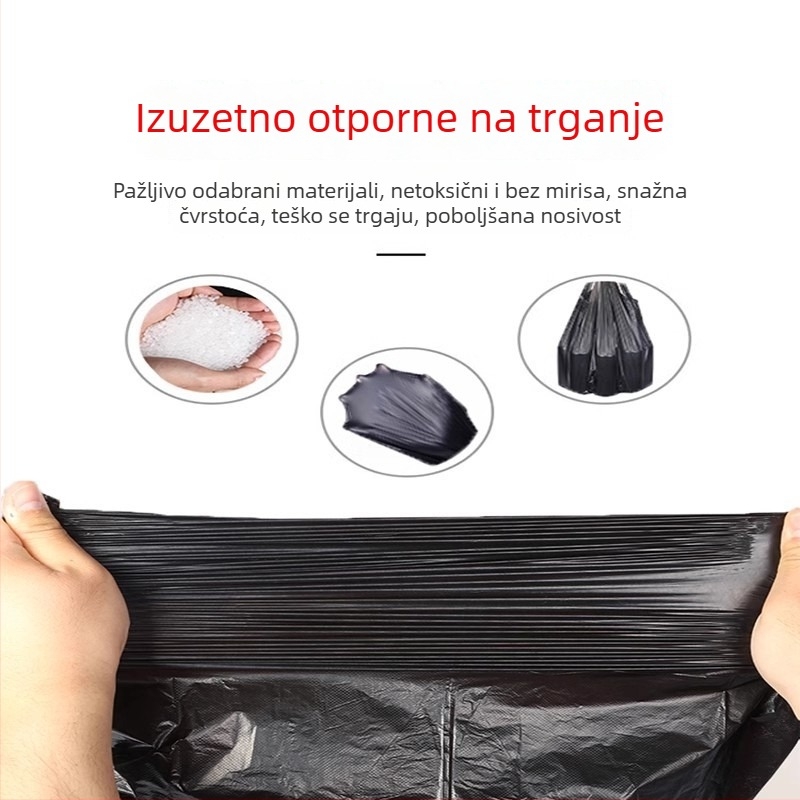 Debele crne vreće za smeće, u stilu vesta, jednokratne, prenosne, za kućnu upotrebu, hotele i restorane, izdržljiva plastika.