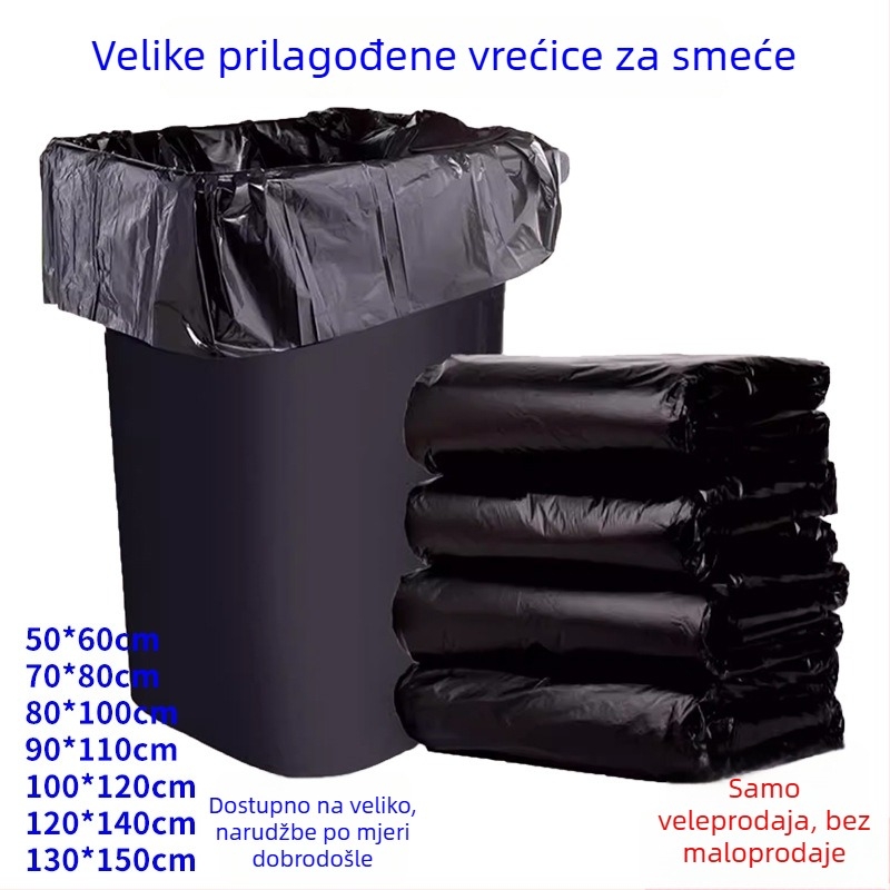 Velike crne smeće vreće za komercijalne objekte i hotele – debele PE plastične vreće