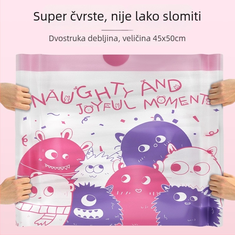 Deblje vreće za otpad za kućanstvo s uzorkom malih bodljastih kuglica, 60 komada po rolni, s vezicama za zatvaranje