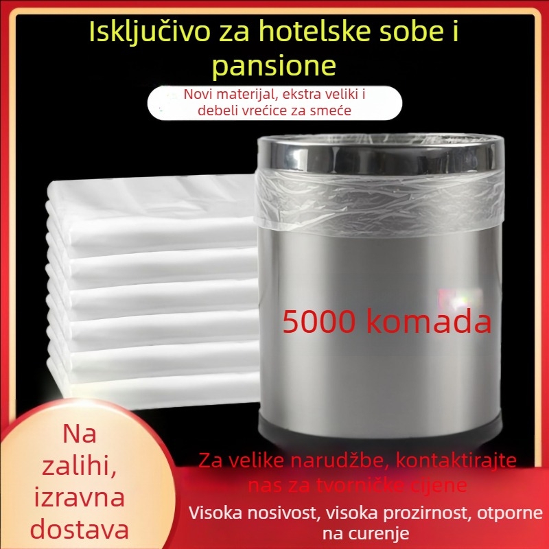 Jednokratne vrećice za otpad za hotelske sobe, ravnog otvora, prozirne, deblje, bez mirisa, plastične vreće za smeće