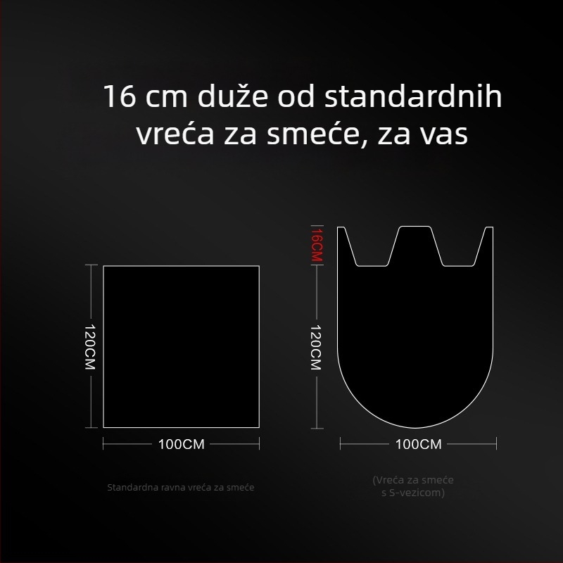 Ejie Crne Debele Vreće Za Otpad Za Komercijalne Koševe Za Čišćenje, Velike, S Mogućnošću Zavezivanja, HDPE, 1 Kom