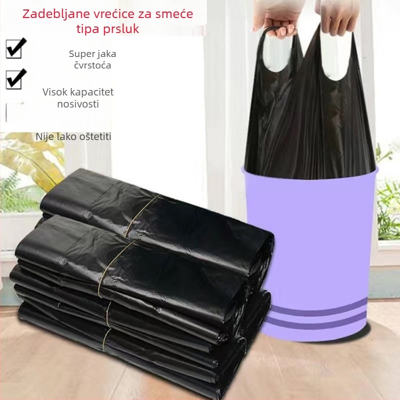 Crne plastične vrećice za otpad s vest-stilom, za kućnu i kuhinjsku upotrebu, veleprodajno pakiranje