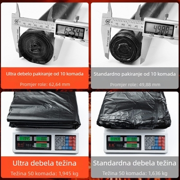 Crne vreće za smeće, debele, 60x80 cm, za komercijalnu upotrebu – restorani, hoteli, upravljanje nekretninama