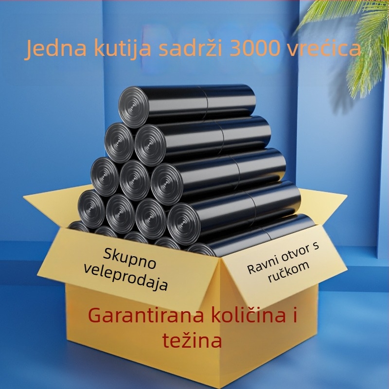 Kutija od 3000 debelih vrećica za smeće za kućnu i uredsku upotrebu, ručno nošenje, ravni otvor, prsluk-stil