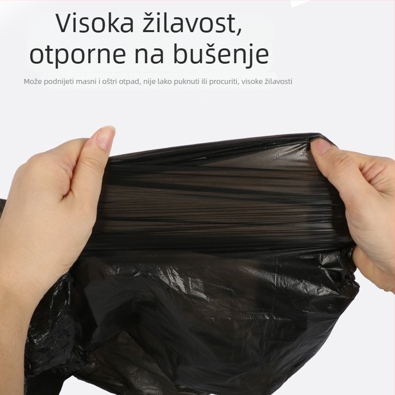 Crne vrećice za smeće srednje čvrstoće, jednokratne, s plosnatim otvorom, pogodne za hotel, ured, restoran, kuhinju, kupaonu i spavaću sobu
