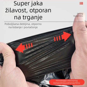 Crne jednokratne vrećice za smeće s plosnatim otvorom, za svakodnevnu kućnu uporabu, dom, upravljanje nekretninama i hoteli, paket od 100 rolni