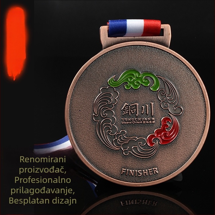Maraton medalje od zinkove legure sa emajliranim bakrenim završetkom