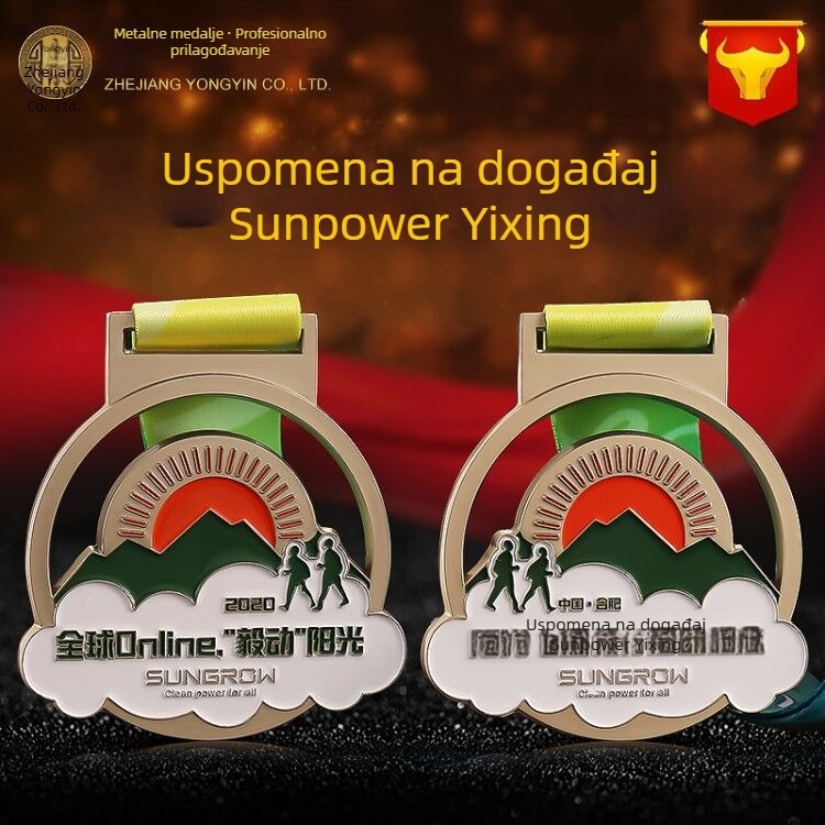 Metalna medalja za maraton, prilagođena, s emajliranim završetkom, za sportske događaje