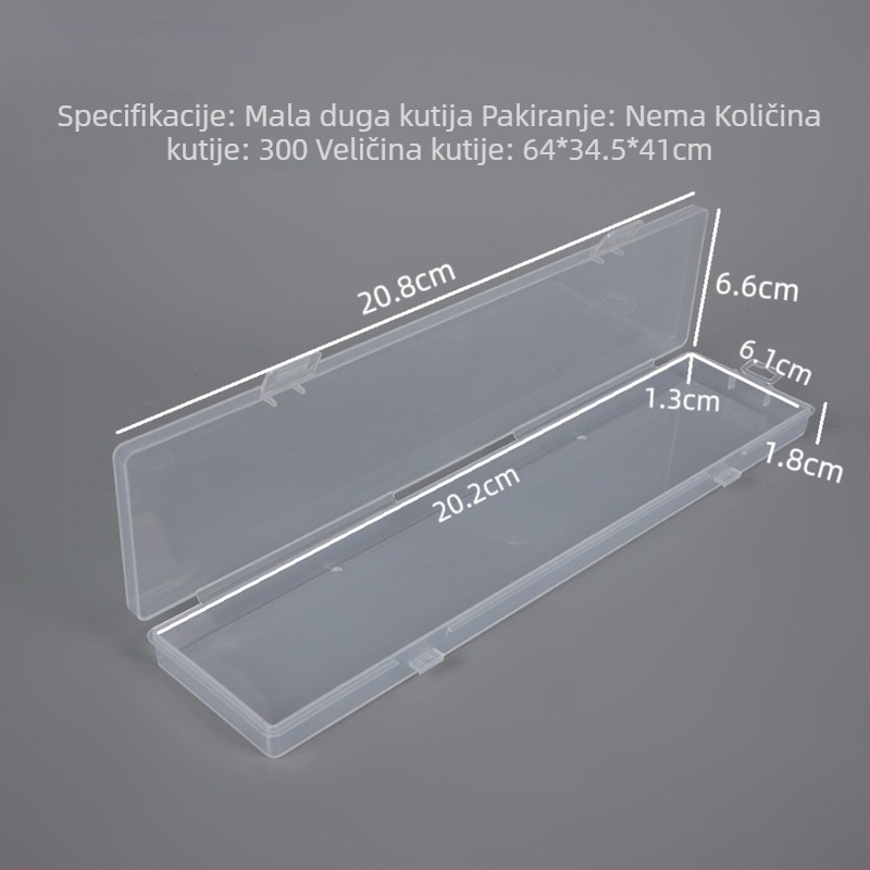 Prozirna plastična duga kutija za akvarelne kistove, pohranjivanje ravnala i školskog pribora, organizator ribolovačkih plutača