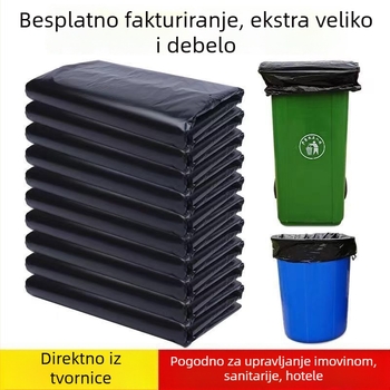 Crne vreće za otpad s ravnim otvorom, 60x80 cm, debele, za hotele