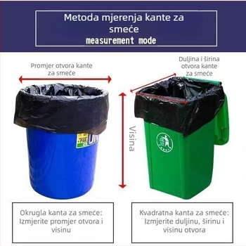 Crne vreće za otpad s ravnim otvorom, 60x80 cm, debele, za hotele
