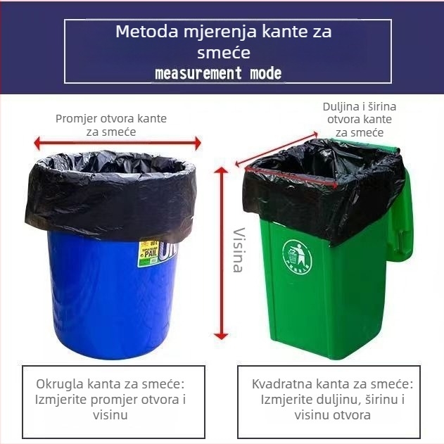 Crne vreće za otpad s ravnim otvorom, 60x80 cm, debele, za hotele