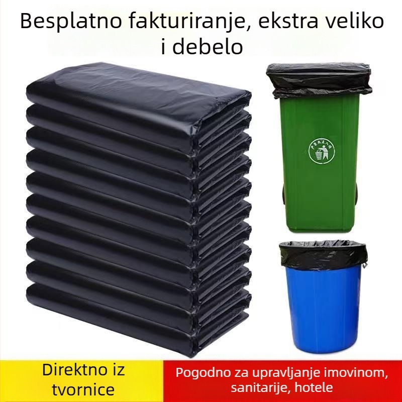 Crne vreće za otpad s ravnim otvorom, 60x80 cm, debele, za hotele