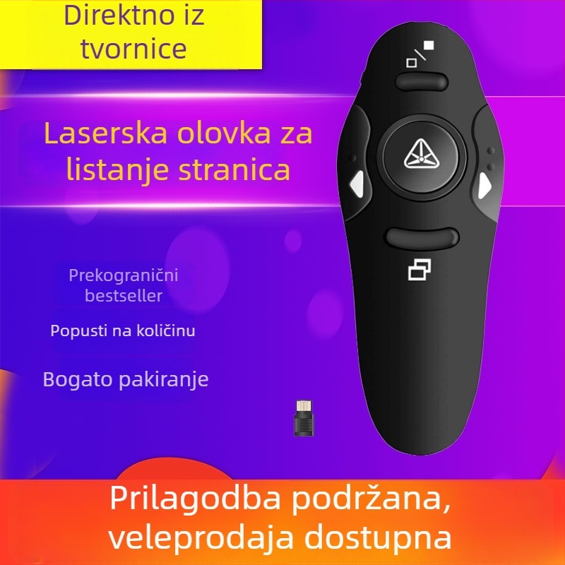 2.4G bežični PPT pero za prebacivanje stranica s USB laserskim pokazivačem – prezentator 016